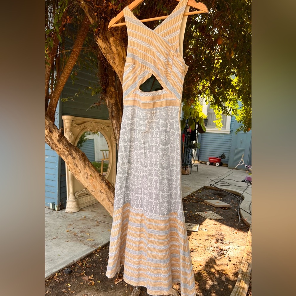 Vintage Free People Tribal Print Midi Dress Size XS/XXS